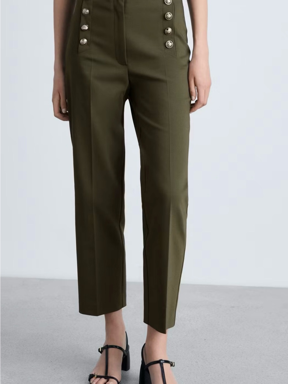 Mango Olive straight womens pants